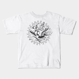 Flying Swallow and hand made Lettering Kids T-Shirt